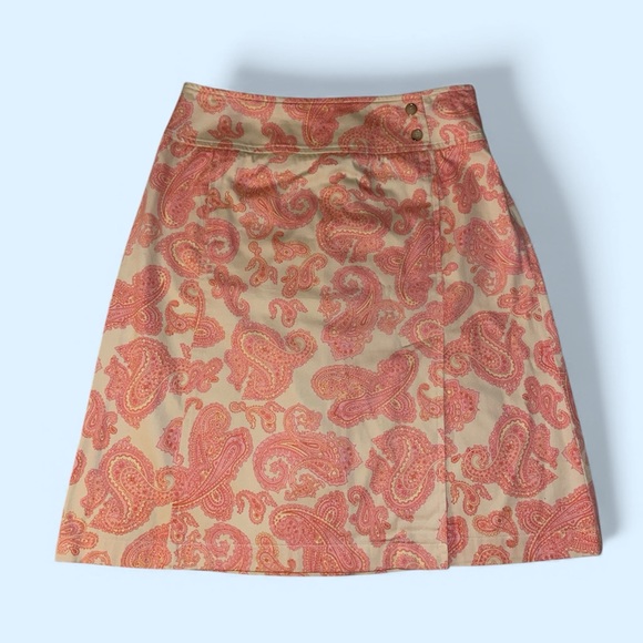 Evan Picone Dresses & Skirts - Evan Picone Coral and Yellow Paisley Print A-Line Skirt